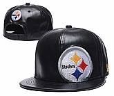 Steelers Team Logo Black Leather Adjustable Hat GS,baseball caps,new era cap wholesale,wholesale hats
